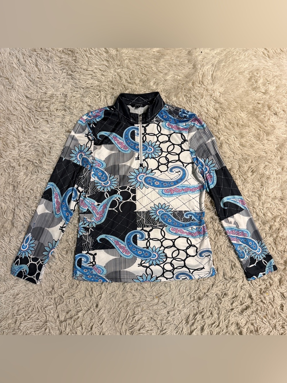 Women’s Medium Blue Pattern Acegolfs Long Sleeve Horseback Riding Sunshirt
.
